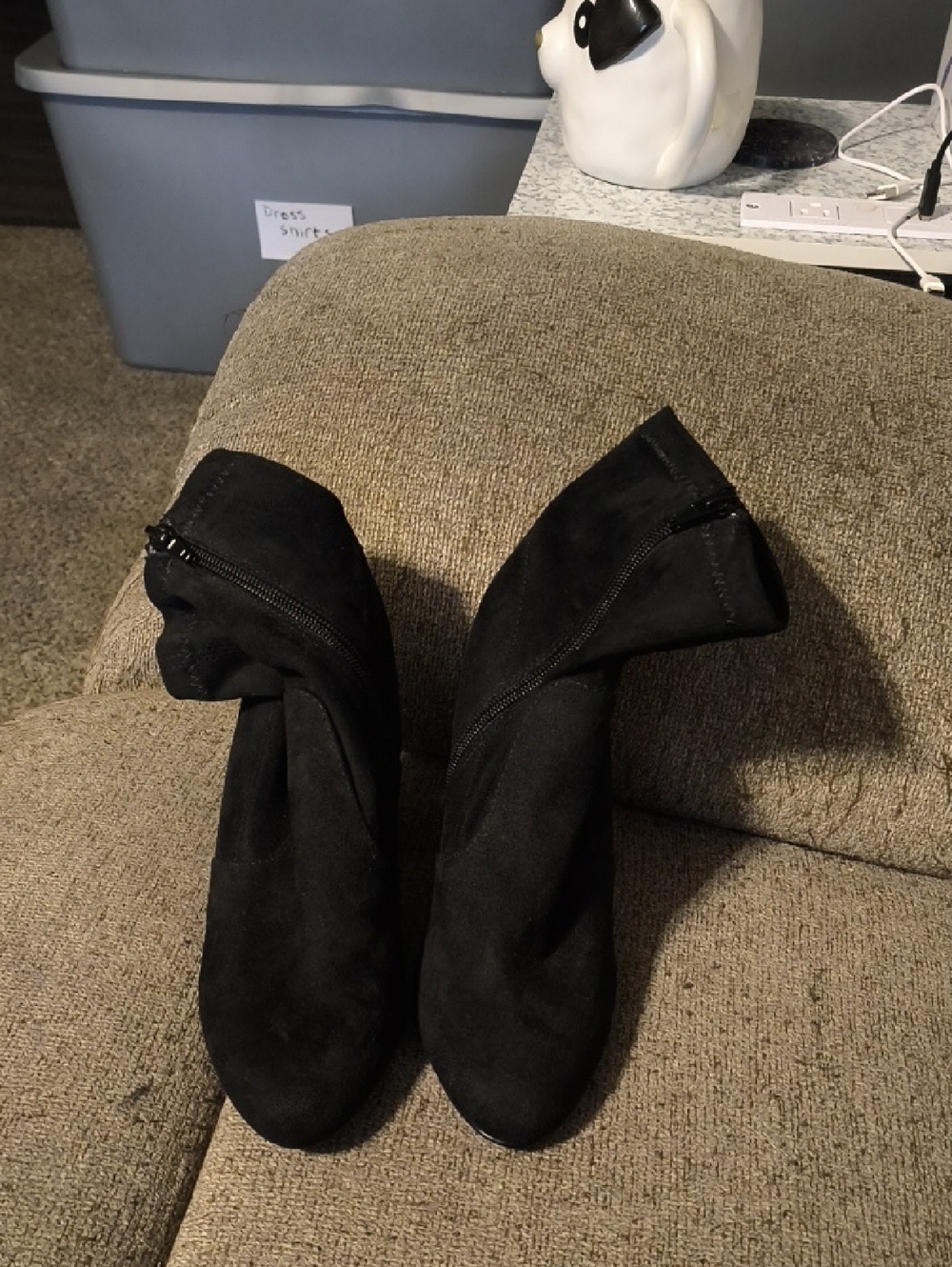 Madden Girl Black Suede Ankle Heeled Boots with Side Zip